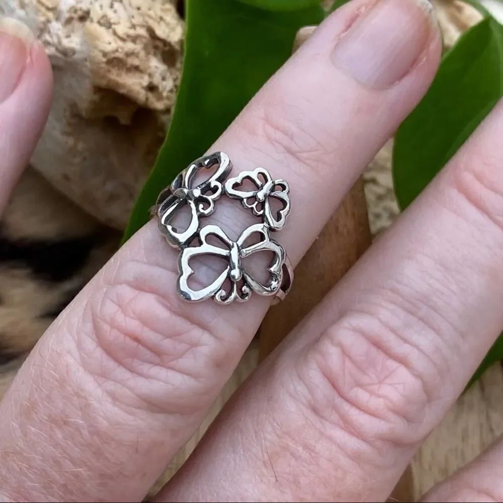 Sterling Silver Multi Butterfly Ring - Picture 4 of 5